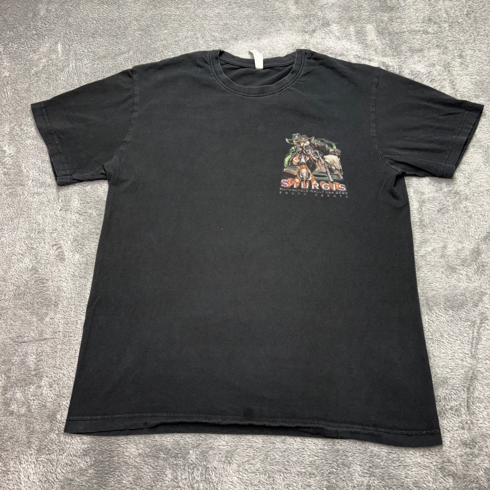Sturgis Motorcycle Rally 2020 80th Anniversary T-Shirt Mens XL Black Graphic Tee